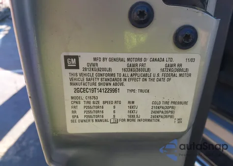 2004 Chevrolet Silverado 1500 Ls from USA, damaged, VIN 2GCEC19T141229961